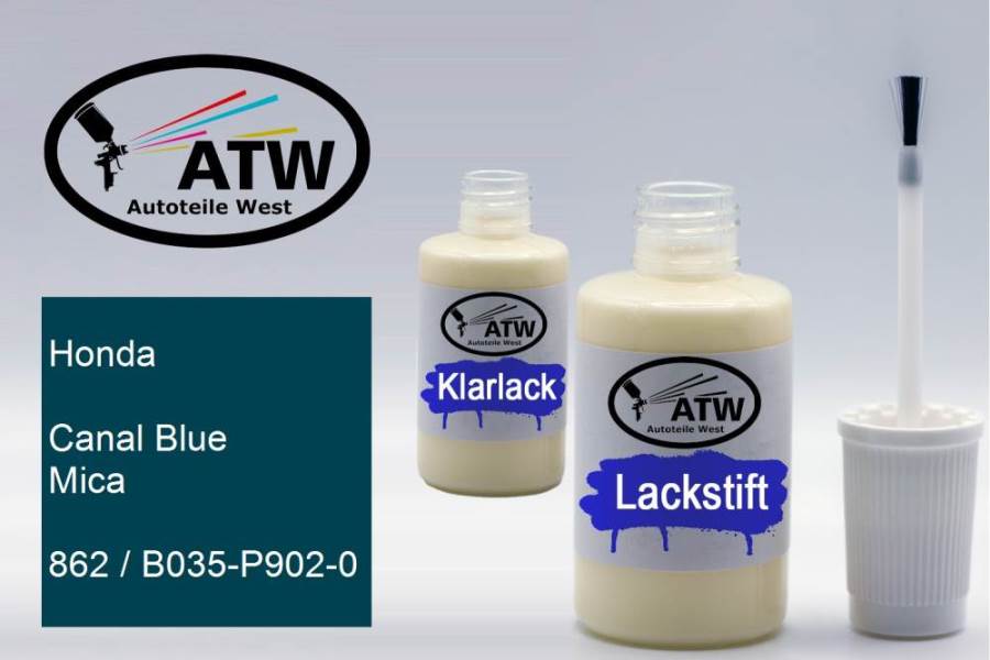 Honda, Canal Blue Mica, 862 / B035-P902-0: 20ml Lackstift + 20ml Klarlack - Set, von ATW Autoteile West.